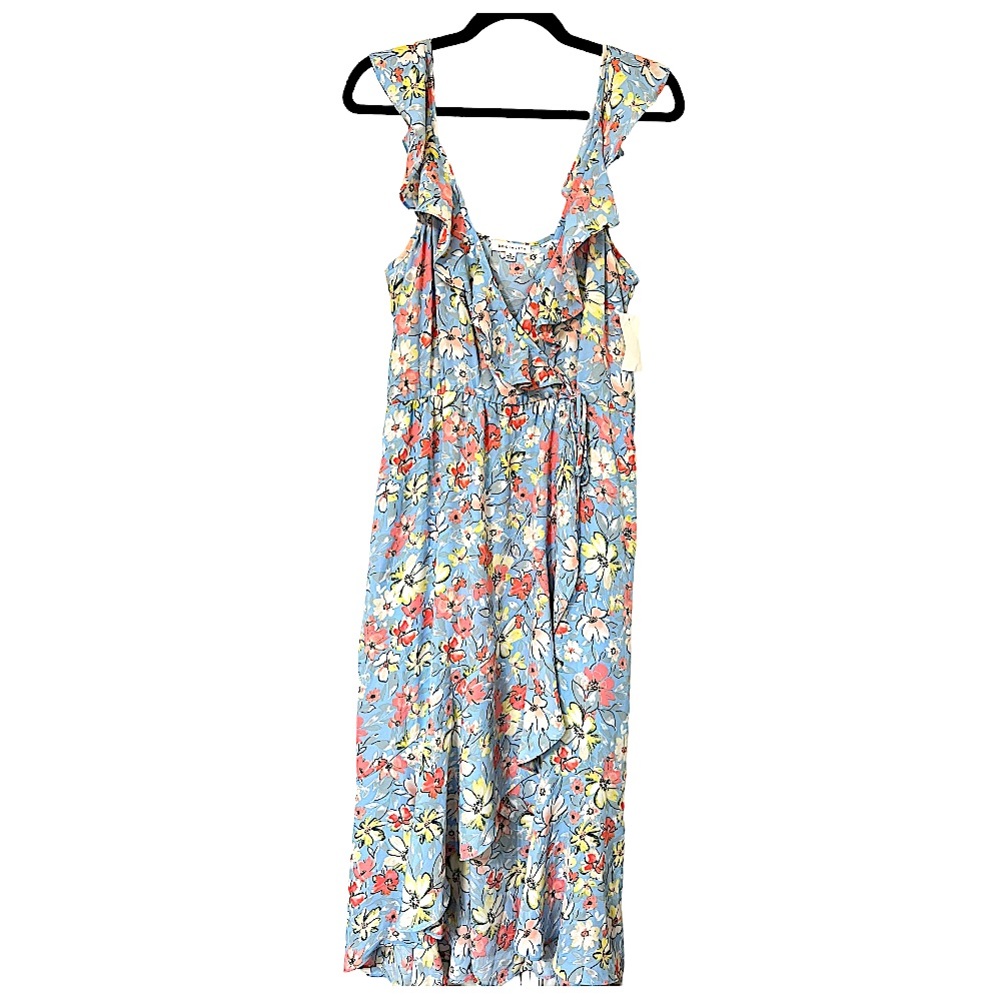 Socialite Ruffle Floral Print Wrap Midi Dress